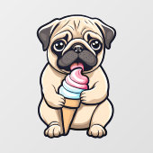 Pug likken ijs raamsticker (Vel)