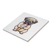 Pug likken ijs tegeltje (Zijkant)