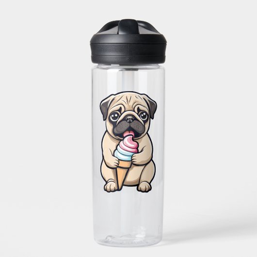 Pug likken ijs waterfles (Voorkant)