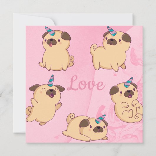 Pug Love Feestdagenkaart (Voorkant)
