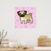 Pug Love Poster (Keuken)