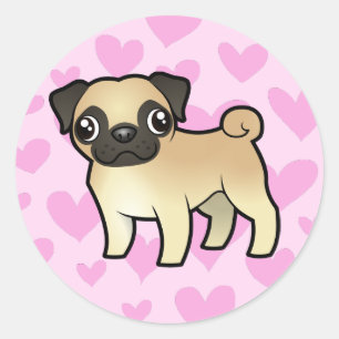 Pug Love Ronde Sticker