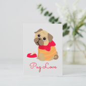 Pug Love schattig puppy dog Briefkaart (Staand voorkant)