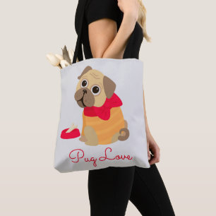 Pug Love schattig puppy dog Draagtas