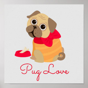 Pug Love schattig puppy dog Poster