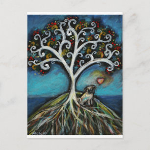 Pug Love Tree of Life Briefkaart