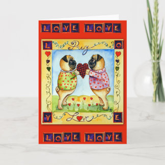 Pug Love Wenskaarten Kaart