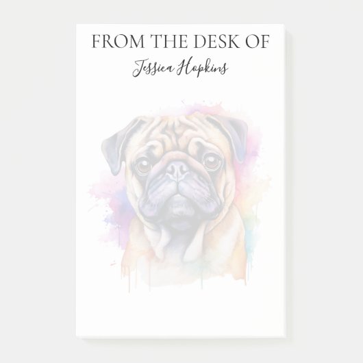 Pug Lover Monogrammed Dog Post-it® Notes (Voorkant)
