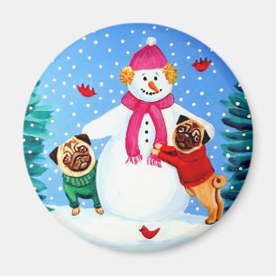 Pug Magnet Frosty's Helpers Magneet
