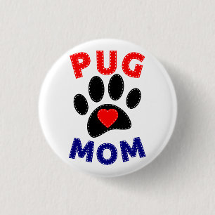 Pug Mam Hond Mam Tekening Ronde Button 3,2 Cm