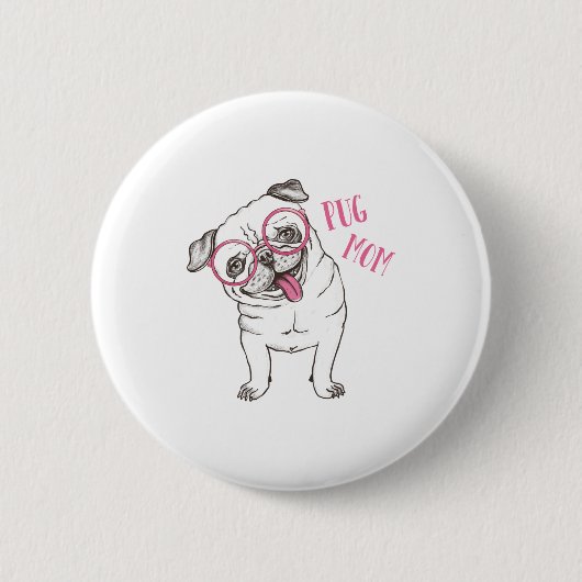 Pug mama ronde button 5,7 cm (Voorkant)