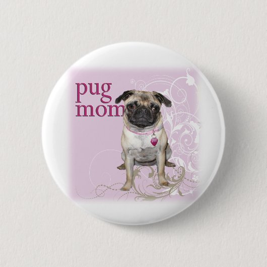 Pug mama ronde button 5,7 cm (Voorkant)