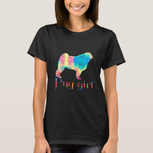 Pug Meisje Nieuwe Bloemige Pug Liefhebbers Schilde T-shirt