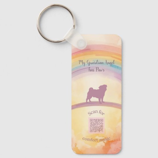  Pug Memorial Keychain with Music QR Code (Voorkant)