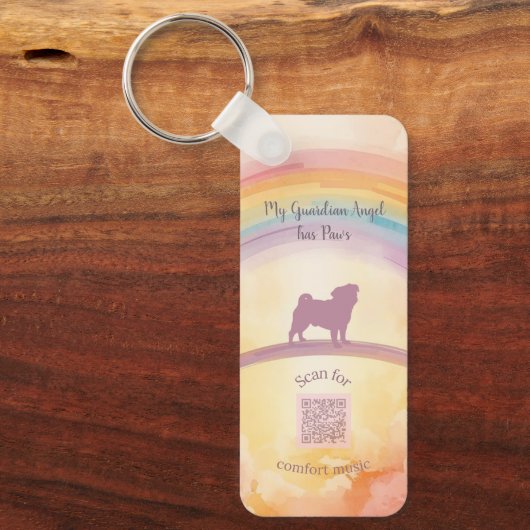  Pug Memorial Keychain with Music QR Code (Voorkant)