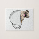 Pug met beker koffie legpuzzel (Horizontaal)
