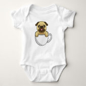 Pug met beker koffie romper (Voorkant)