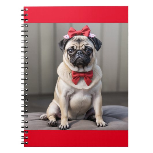 Pug met een boog notitieboek (Voorkant)