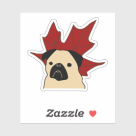 Pug met een groot blad sticker