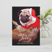Pug met een kersthoed feestdagenkaart (Staand voorkant)