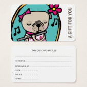 Pug met fluitgeschenk Kaart, Certificaat, D10-0521 Visitekaartje (Voorkant /achterkant)