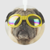 Pug met Goggles Ornament (achterkant)