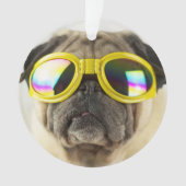 Pug met Goggles Ornament (voorkant)