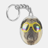 Pug met Goggles Sleutelhanger (Voorkant Links)