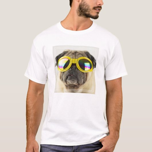 Pug met Goggles T-shirt (Voorkant)