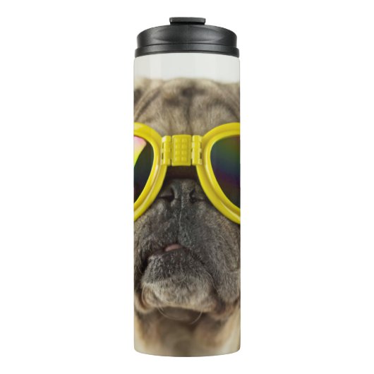 Pug met Goggles Thermosbeker (Voorkant)