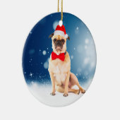 Pug met kerstkerstkerstkerstkerstkerstman keramisch ornament (Rechts)
