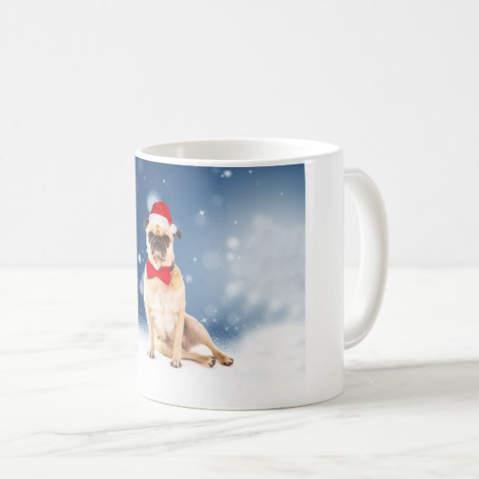 Pug met kerstkerstkerstkerstkerstkerstman koffiemok (Voorkant rechts)