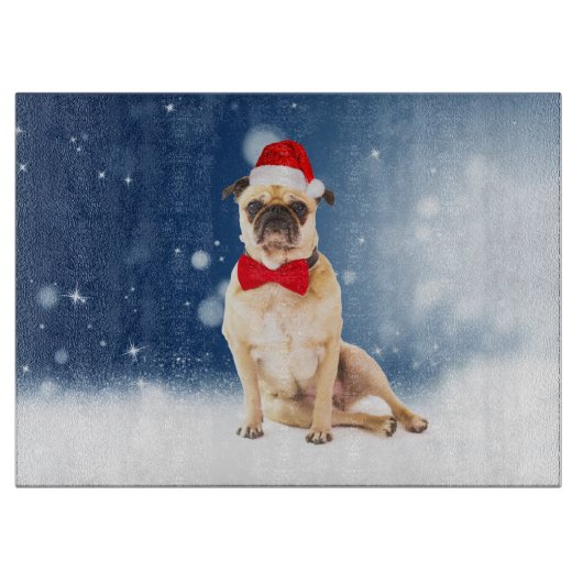 Pug met kerstkerstkerstkerstkerstkerstman snijplank (Voorkant)