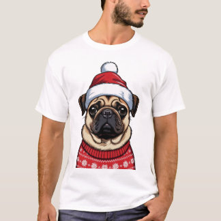 Pug met Kerstmis T-shirt