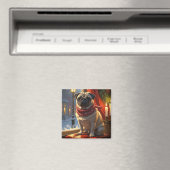 Pug met kerstverlichting vakantie magneet (Insitu (Vaatwasser))