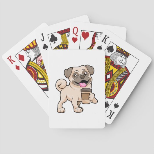 Pug met koffie om mee te gaan pokerkaarten (Achterkant)
