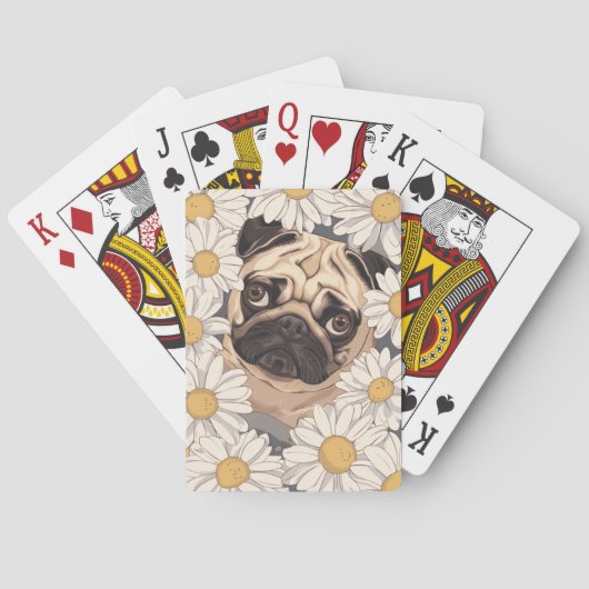 Pug met madeliefjes pokerkaarten (Achterkant)