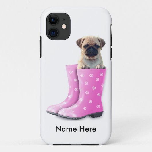 Pug met naam Case-Mate iPhone case (Achterkant)
