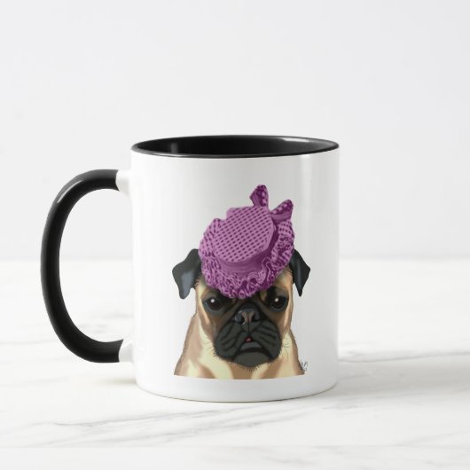 Pug met  Paars Pet Mok (Links)
