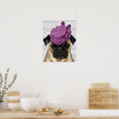 Pug met  Paars Pet Poster (Keuken)