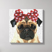 Pug met roodborstbedekking op kop canvas afdruk (Voorkant)