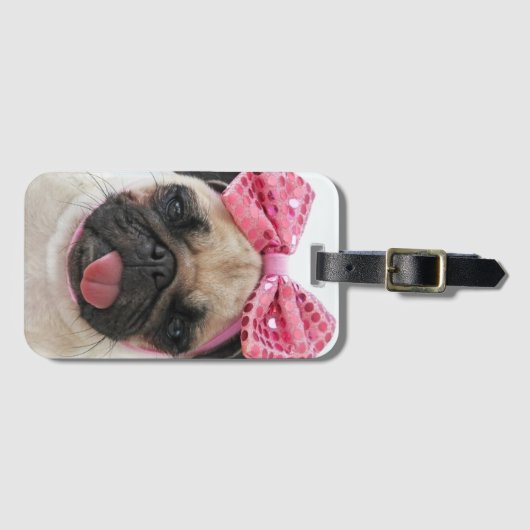 Pug met roze romp bagagelabel (Voorkant (horizontaal))