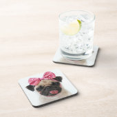 Pug met roze romp bier onderzetter (Rechterzijde)