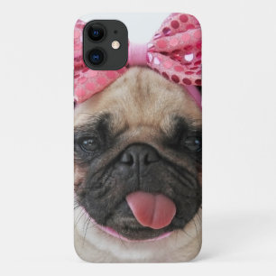 Pug met roze romp iPhone 11 hoesje