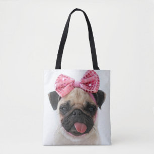 Pug met roze romp draagtas