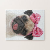 Pug met roze romp legpuzzel (Horizontaal)