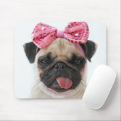 Pug met roze romp muismat (Met muis)