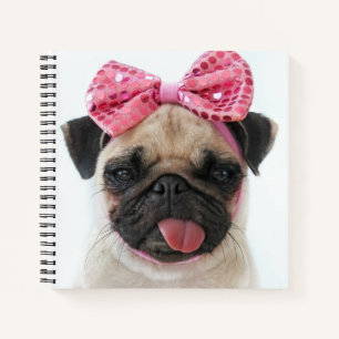 Pug met roze romp notitieboek