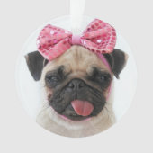 Pug met roze romp ornament (voorkant)