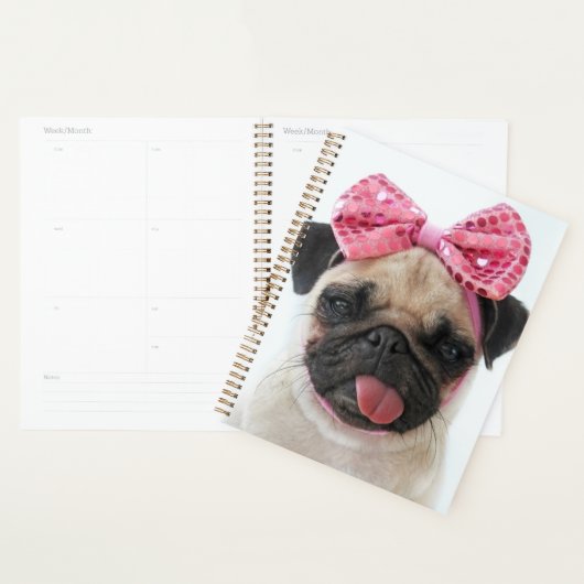 Pug met roze romp planner (Display)